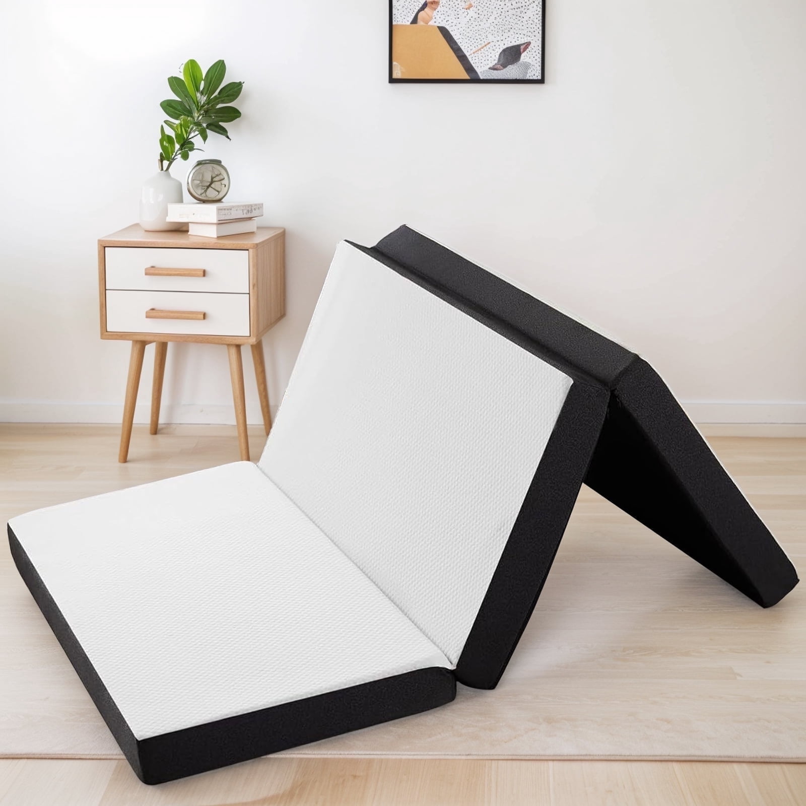 IULULU 4-inch Tri Folding Memory Mattress with Removable Cover , Single Tri-Fold Mattress